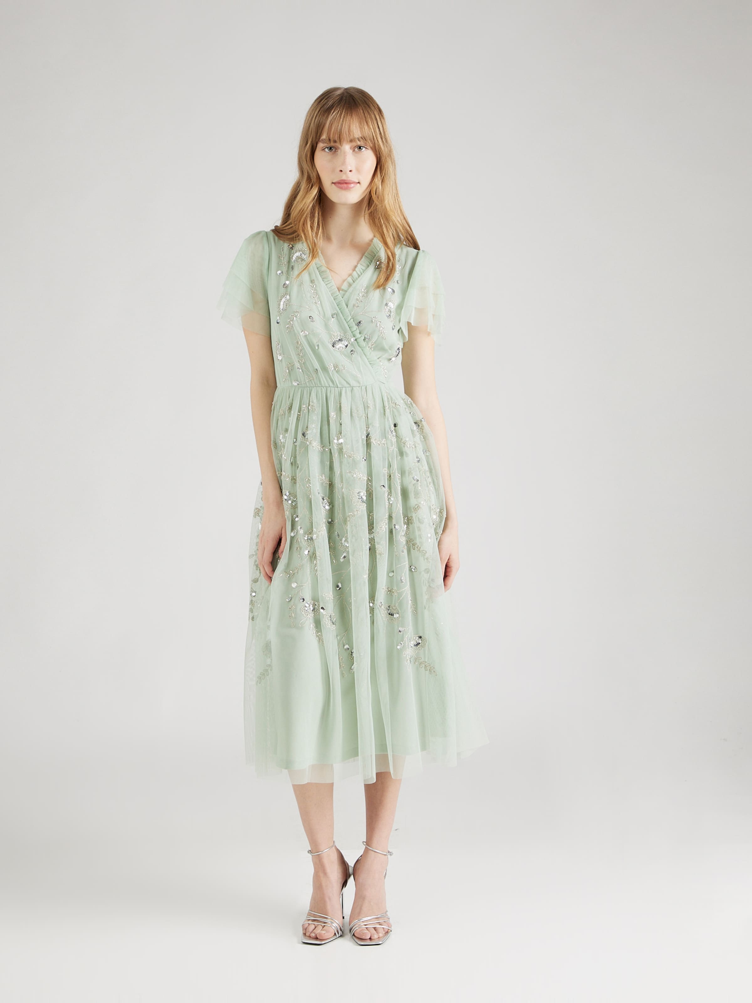 Green frock and frill dress sale