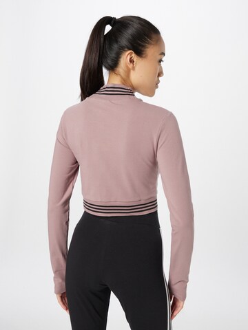 purpurinė ADIDAS ORIGINALS Marškinėliai 'Long-Sleeve Top With Ribbed Collar And Hem'