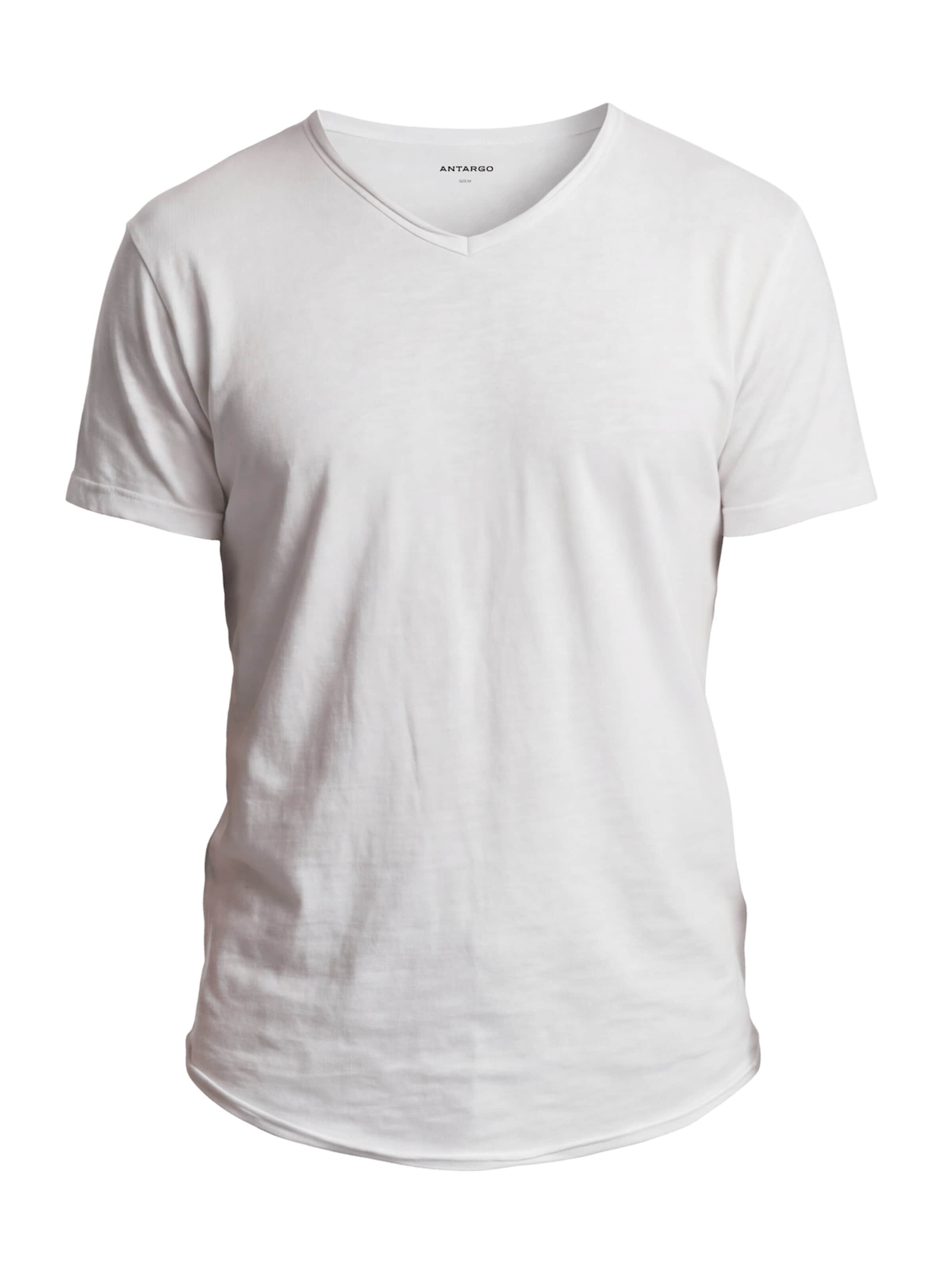 Antargo Shirt 'V-Neck Slub' in White: front