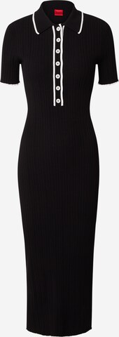 HUGO Stickad klänning 'Smeg' i svart: framsida