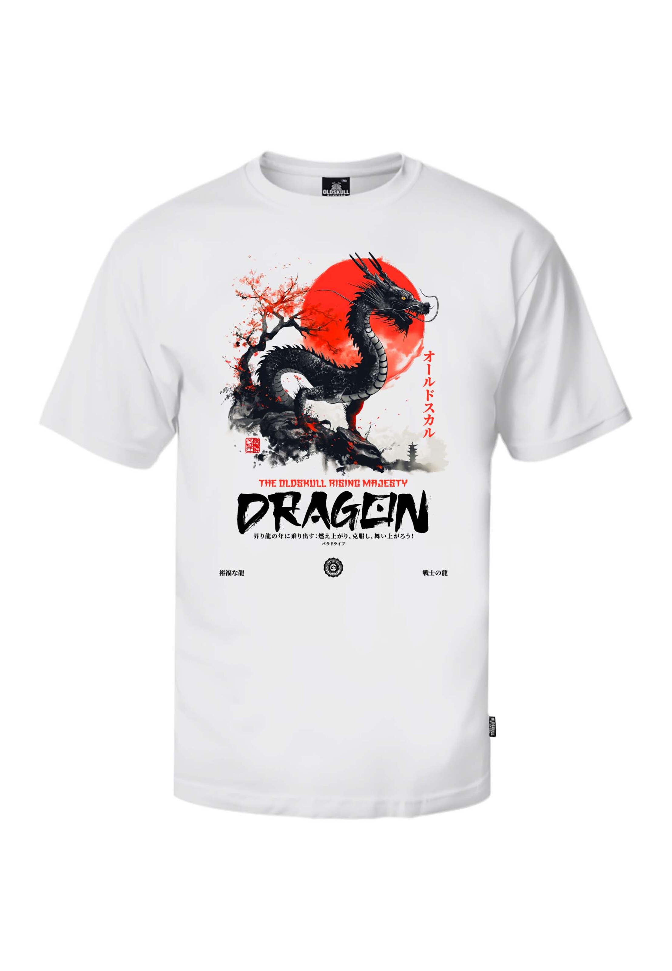 Oldskull Shirt 'ASIAN DRAGON SPIRIT GRAPHIC' in Wit: voorkant