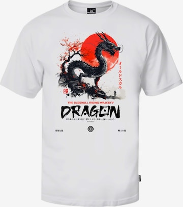Oldskull Shirt 'ASIAN DRAGON SPIRIT GRAPHIC' in Wit: voorkant