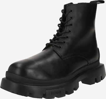 HUGO Lace-Up Boots 'Fabyan_halb_lt' in Black: front