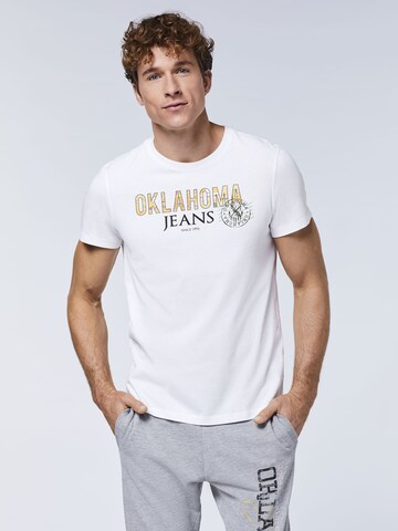 Oklahoma Jeans T-Shirt ' mit Label-Print im City-Map-Look ' in Weiß: predná strana