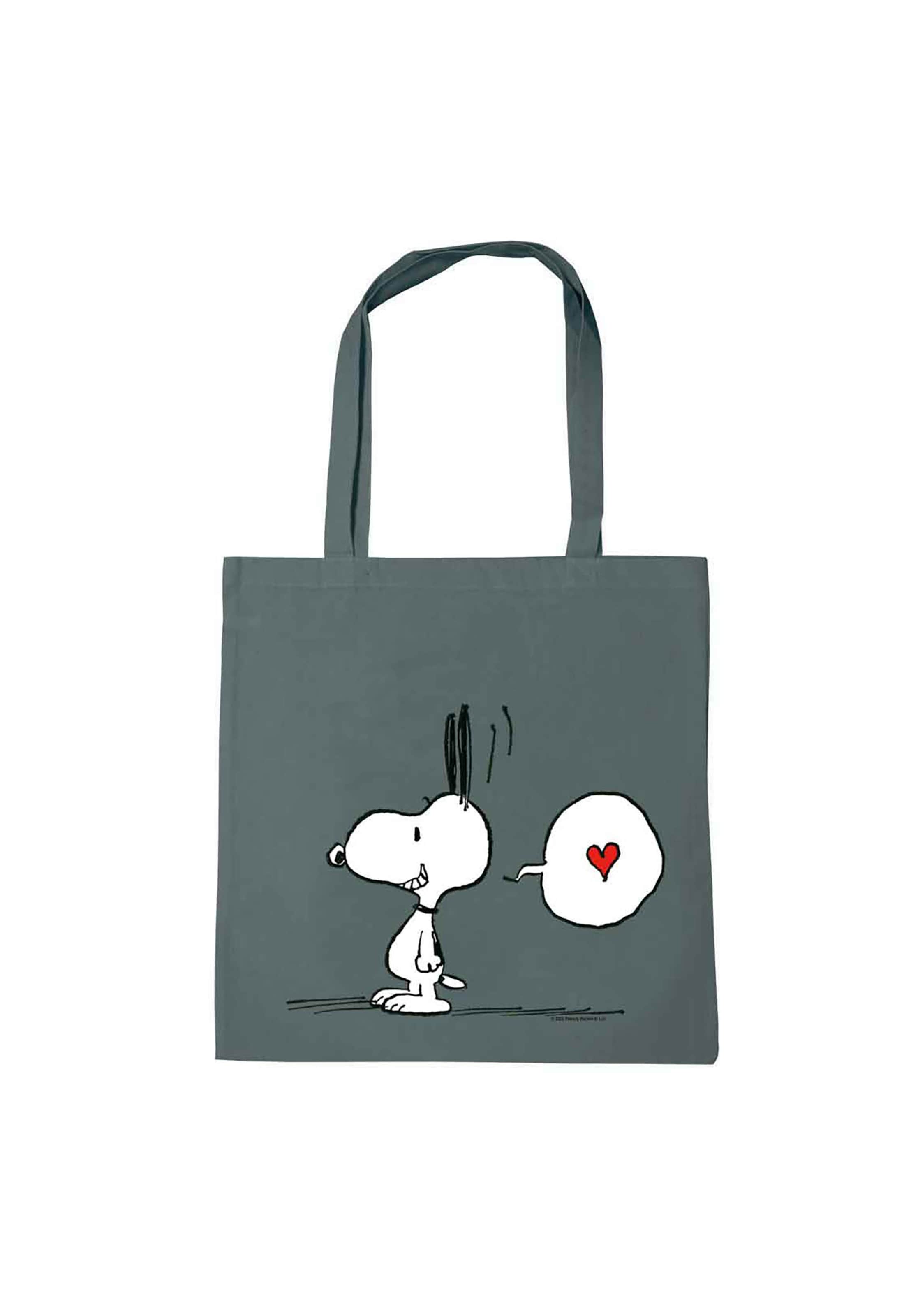 LOGOSHIRT Shopper 'Peanuts - Snoopy in Love' in Grey: front