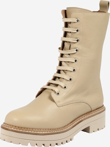 Ca'Shott Lace-Up Ankle Boots in Beige: front