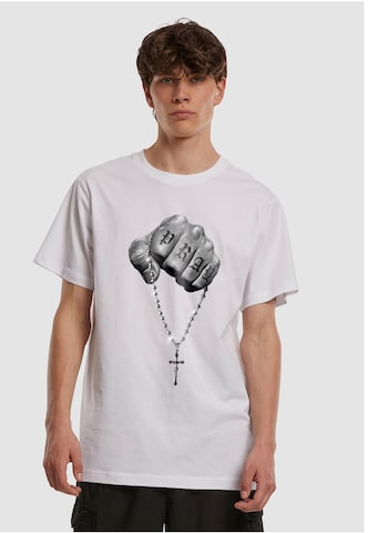 Maglietta 'Faith Meets Strength' di Mister Tee in bianco: frontale