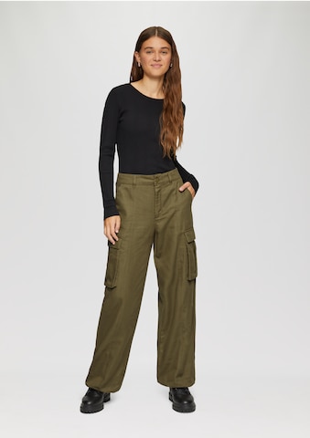 QS Wide leg Cargo trousers in Brown: front