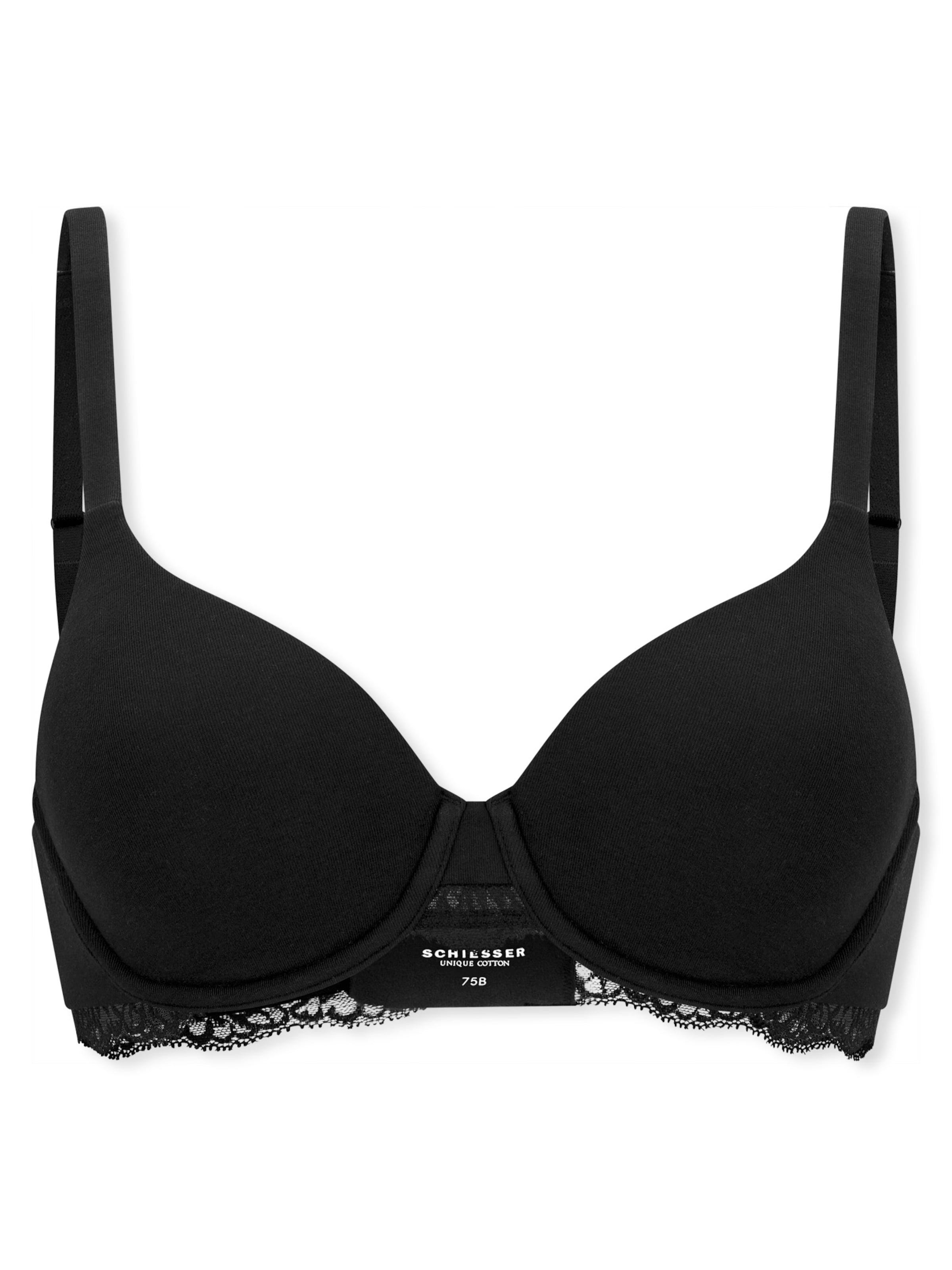 SCHIESSER T-Shirt BH ' Unique Cotton ' in Schwarz: Vorderseite
