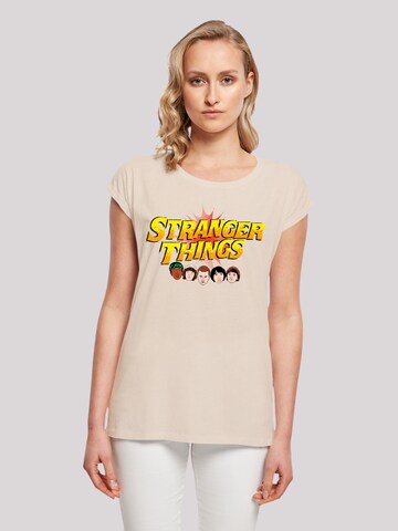 F4NT4STIC T-Shirt 'Stranger Things Comic Heads Netflix TV Series' in Beige: predná strana
