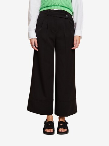 Wide Leg Pantalon à pince ESPRIT en noir : devant