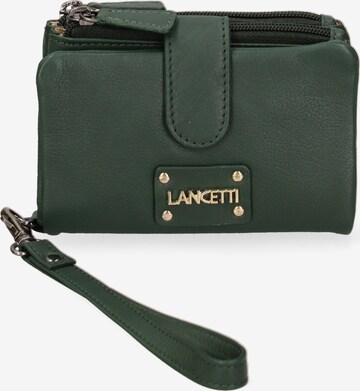 Portamonete 'Portafoglio donna Lancetti vera pelle con bottone pressione e tracolla' di Lancetti in verde: frontale