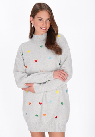 MYMO Gebreide jurk in Grijs: voorkant