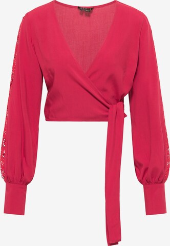 Camicia da donna di faina in rosso: frontale