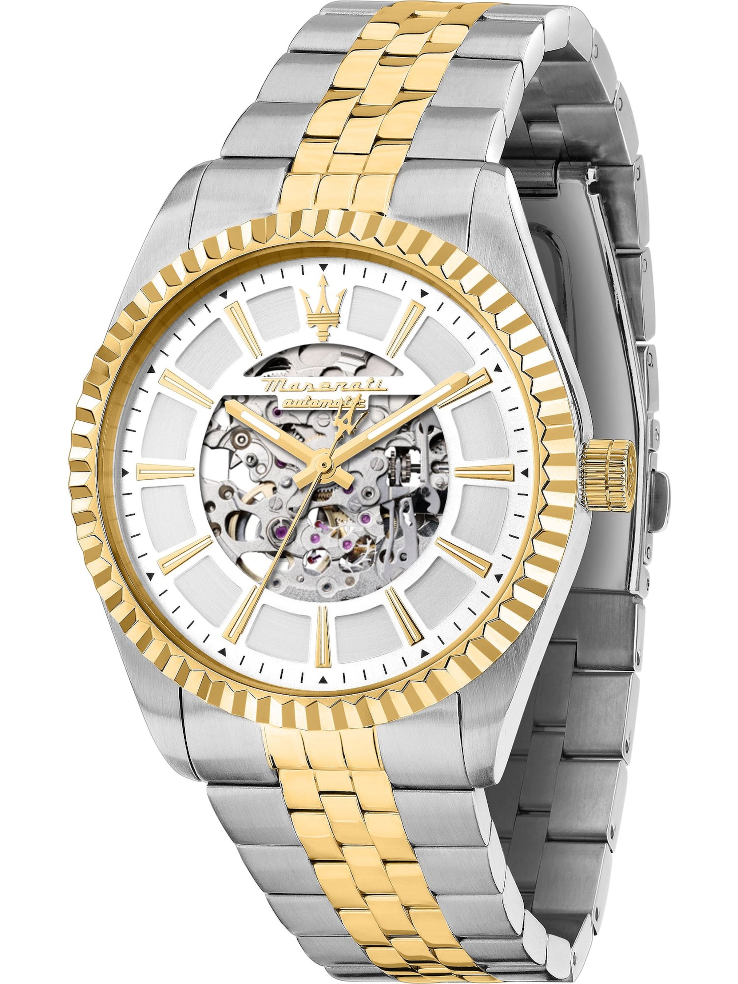 Maserati Analoguhr in Gold: Vorderseite