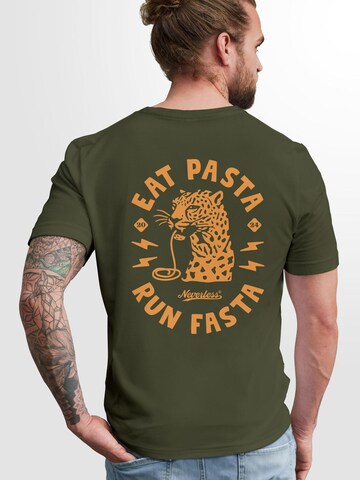Neverless Shirt 'Eat pasta' in Green