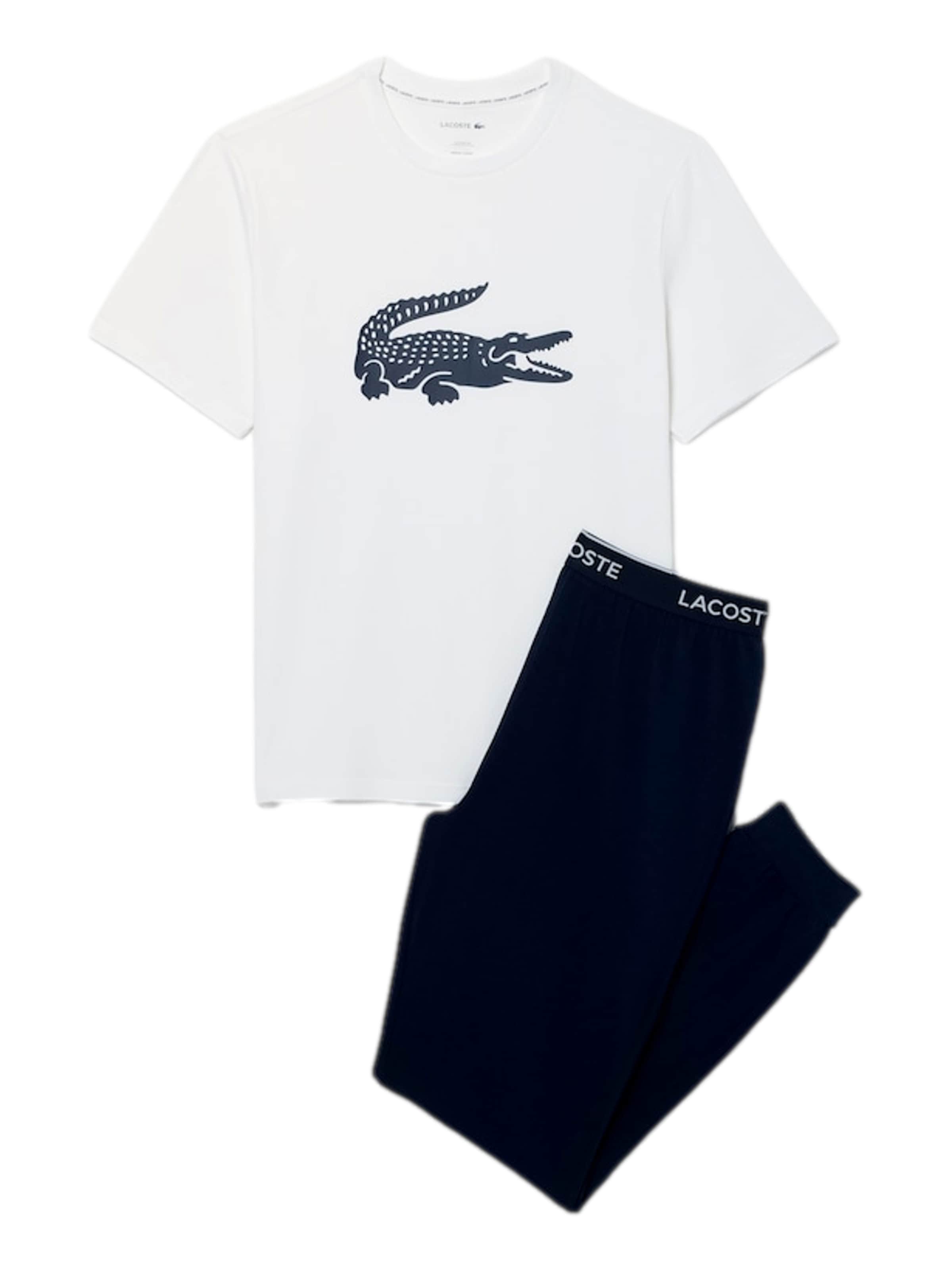 LACOSTE Dolga pižama | črna barva: sprednja stran