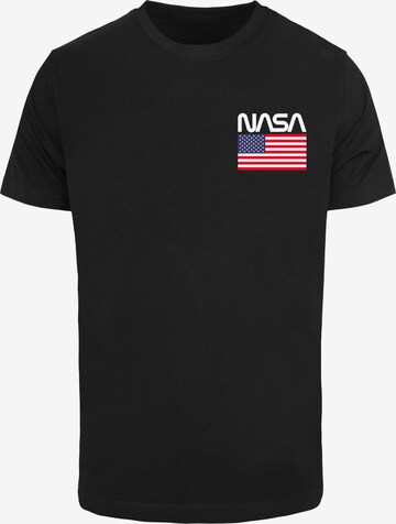 Merchcode Shirt 'NASA - Stars and Stripes' in Zwart: voorkant