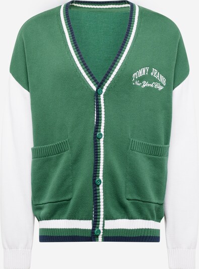 Tommy Jeans Adīta jaka, krāsa - tumši zils / zaļš / balts, Preces skats