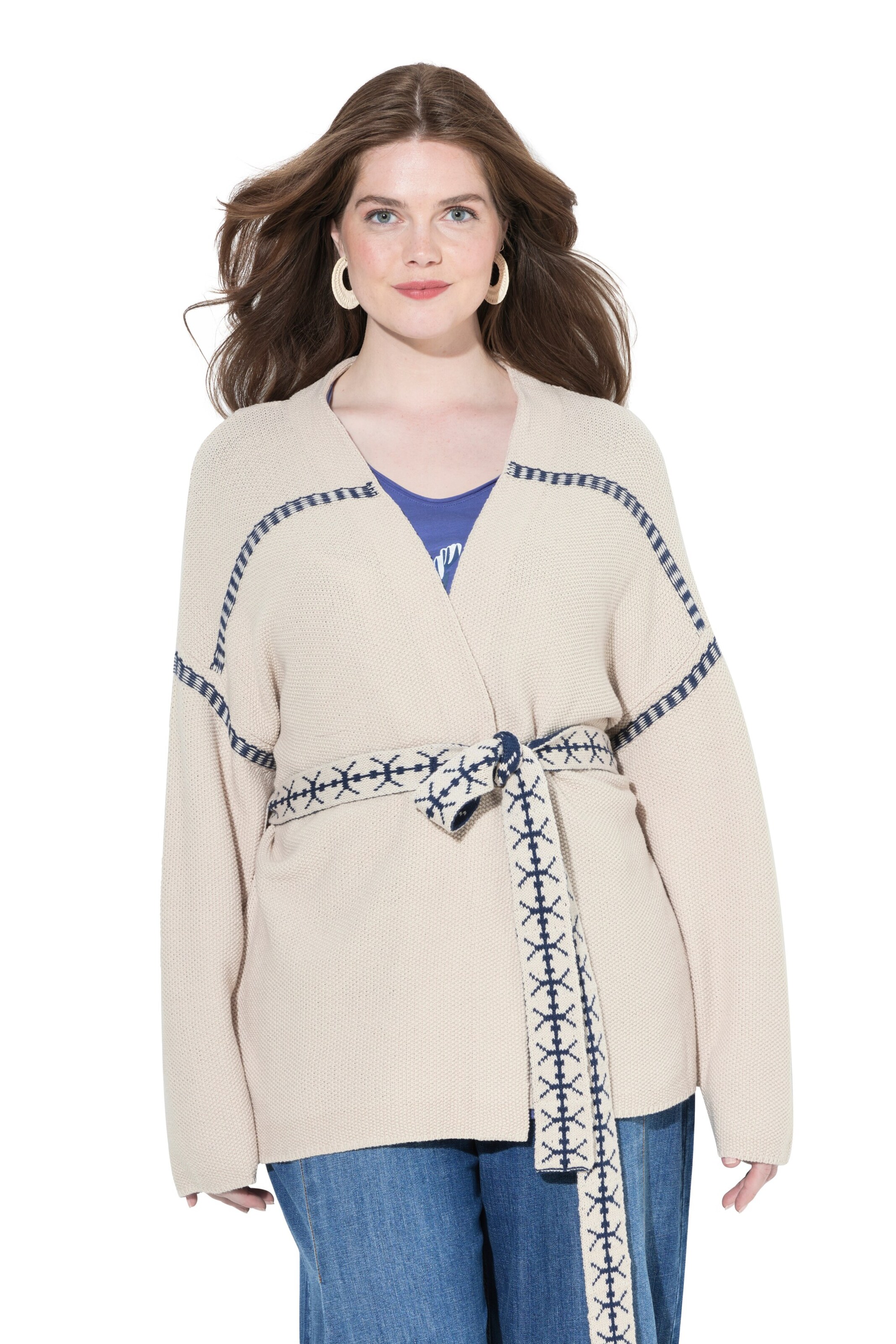 Ulla Popken Knit cardigan in Beige: front