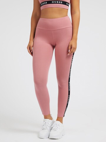 Skinny Pantalon de sport 'Aline' GUESS en rose : devant