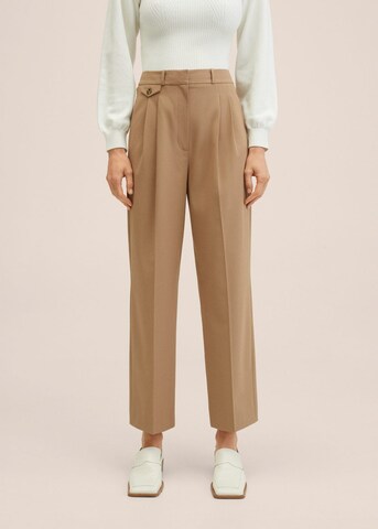 MANGO Loosefit Veckad byxa 'JIM' i beige: framsida