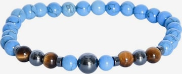 Braccialetto 'MINHERVA bracciale artigianale con pietre tonde, occhio di tigre giallo, ematite & aulite blue' di Addicted2 in blu: frontale
