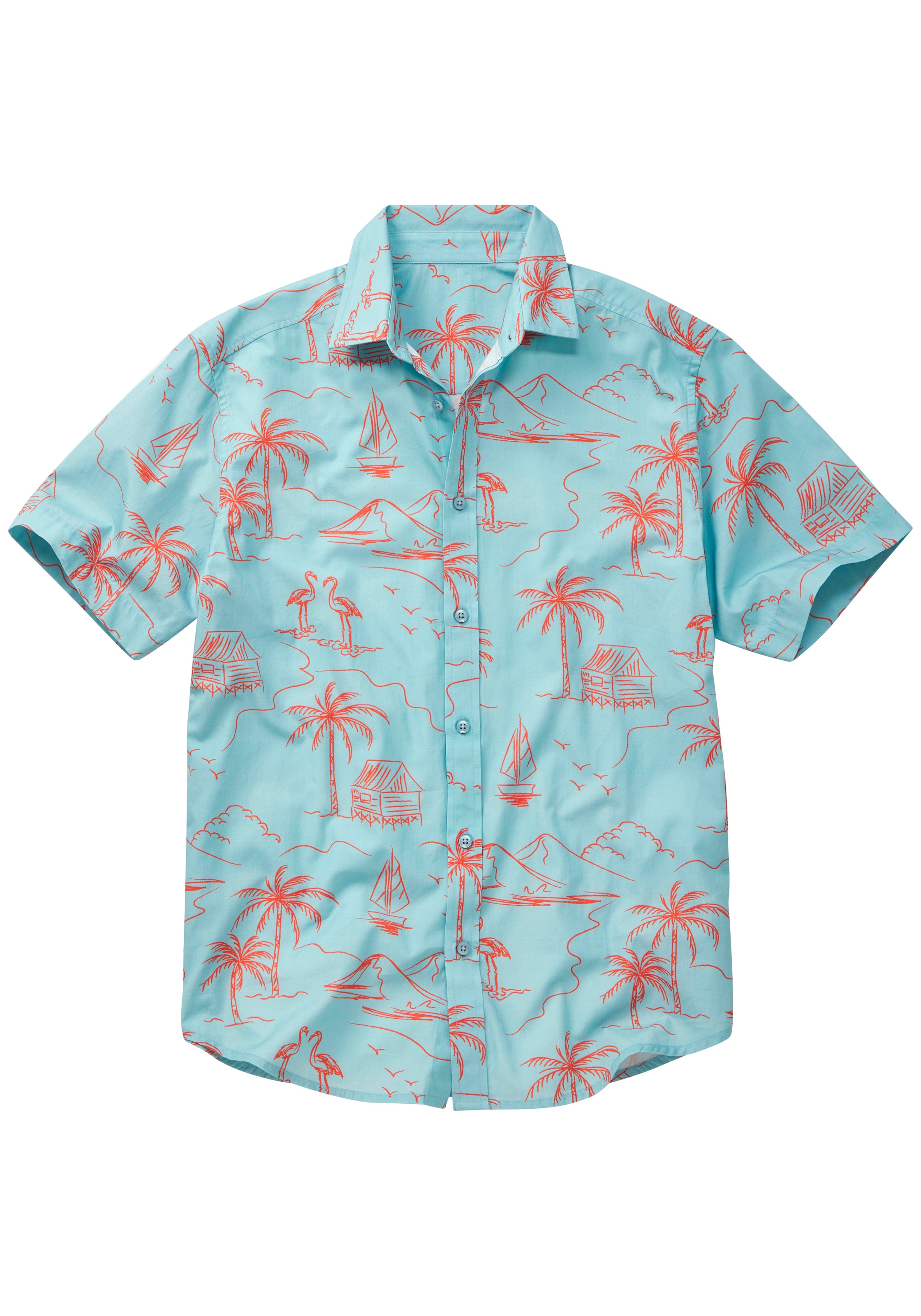 JOHN DEVIN Hemd 'Hawaii' in Blau: Vorderseite