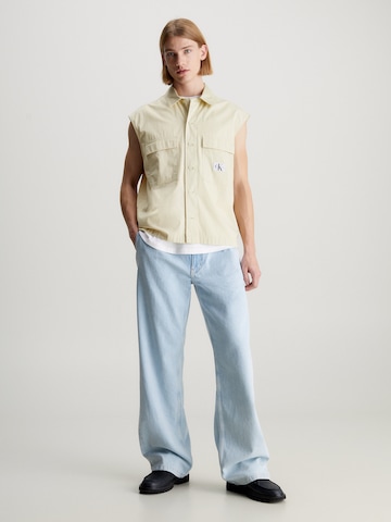 Calvin Klein Jeans Regular fit Button Up Shirt in Beige