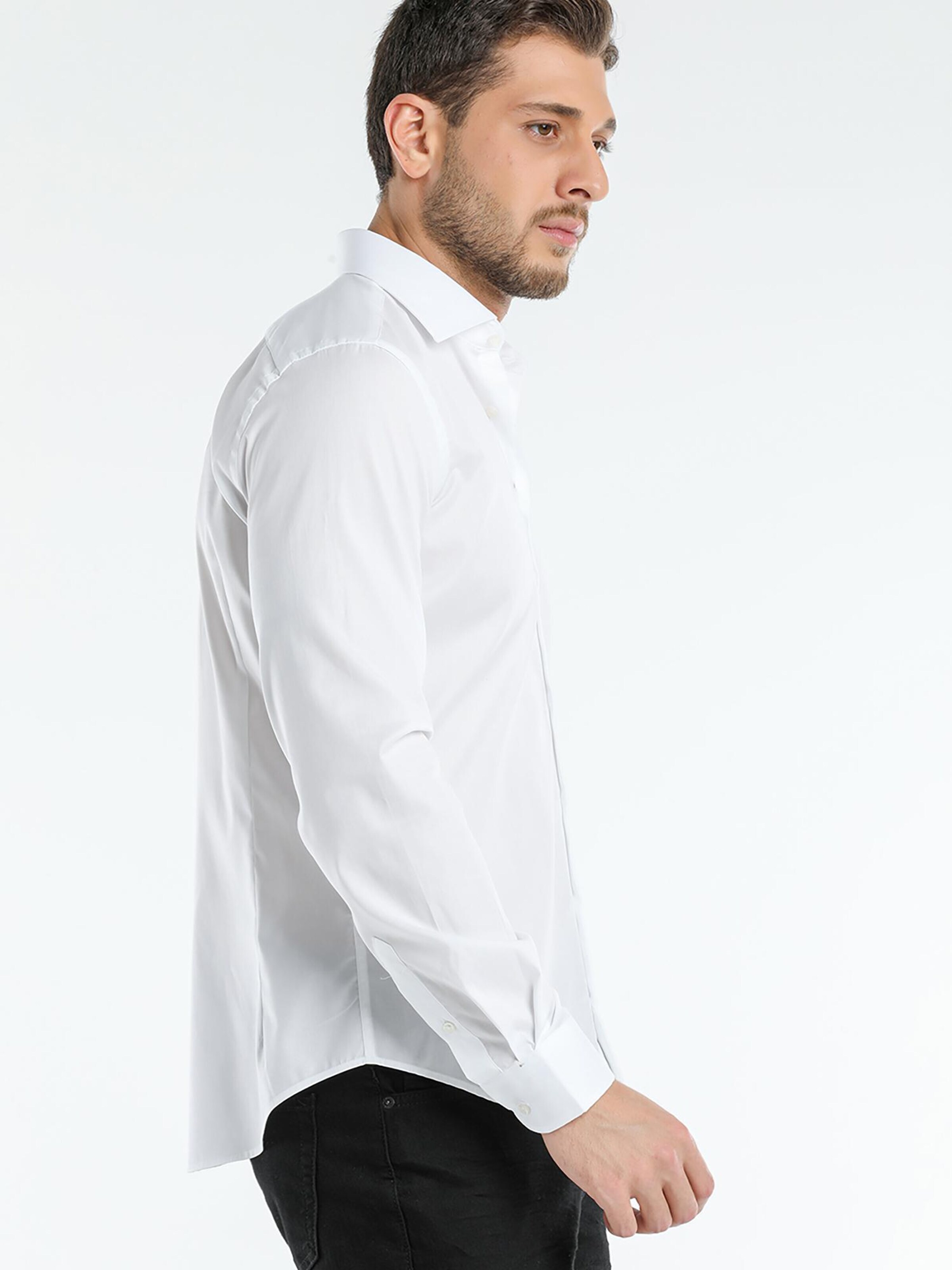 Slim fit Camicia business 'Firenze Essentials Poplin Stretch Man Shirt White' di 7Camicie in bianco