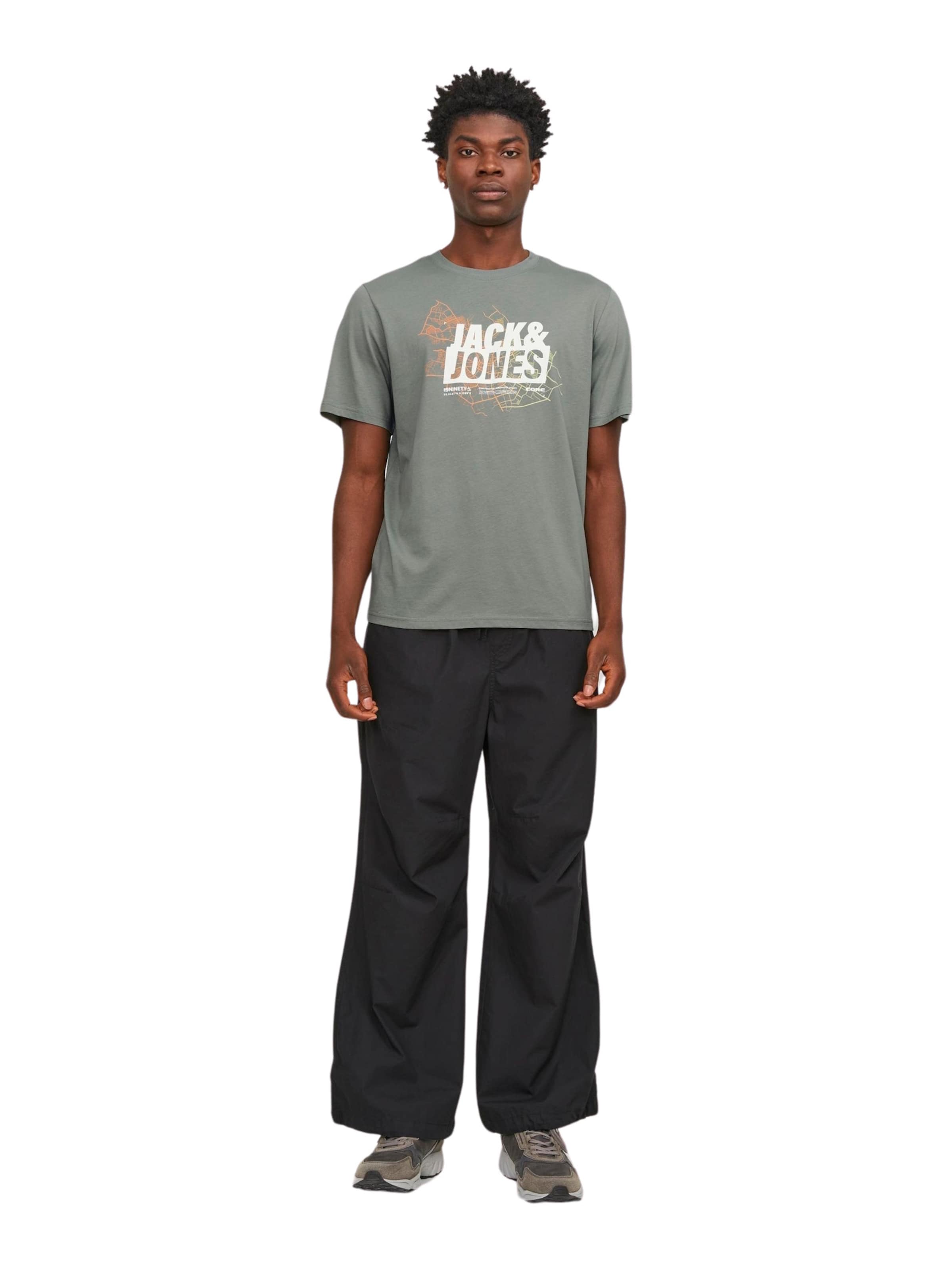 JACK & JONES Shirt 'Map' in Green: front