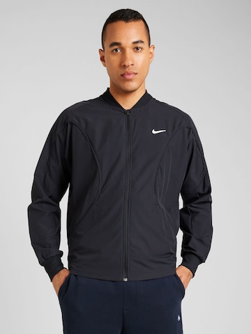 NIKE Athletic Zip-Up Hoodie in Black: front