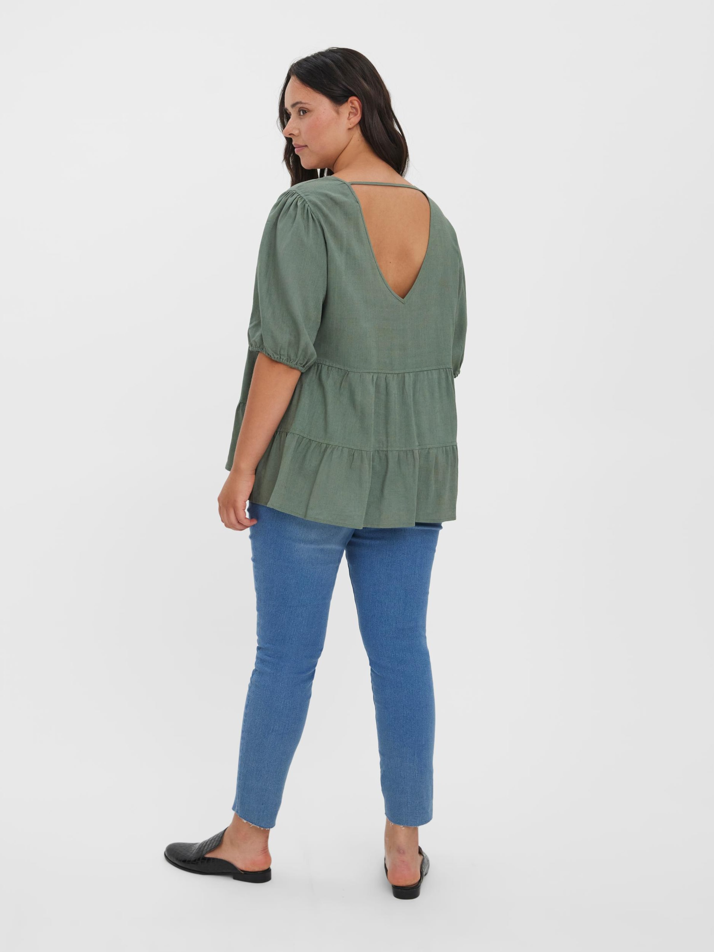 Frauen Große Größen Vero Moda Curve Bluse 'Lailah' in Khaki - QT76635