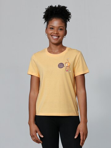 Maglietta ' Funny Cat ' di Watapparel in giallo: frontale