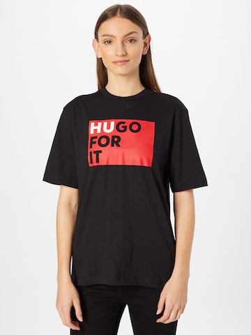 HUGO Shirt 'Dashire' in Zwart: voorkant