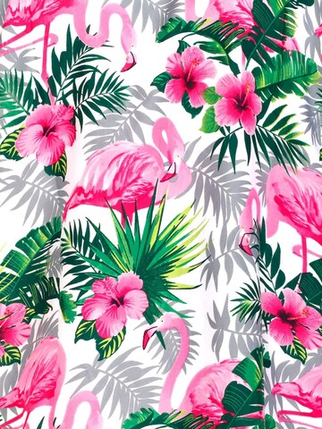 Telo da mare 'Flamingo Flowers' di King Kameha in bianco