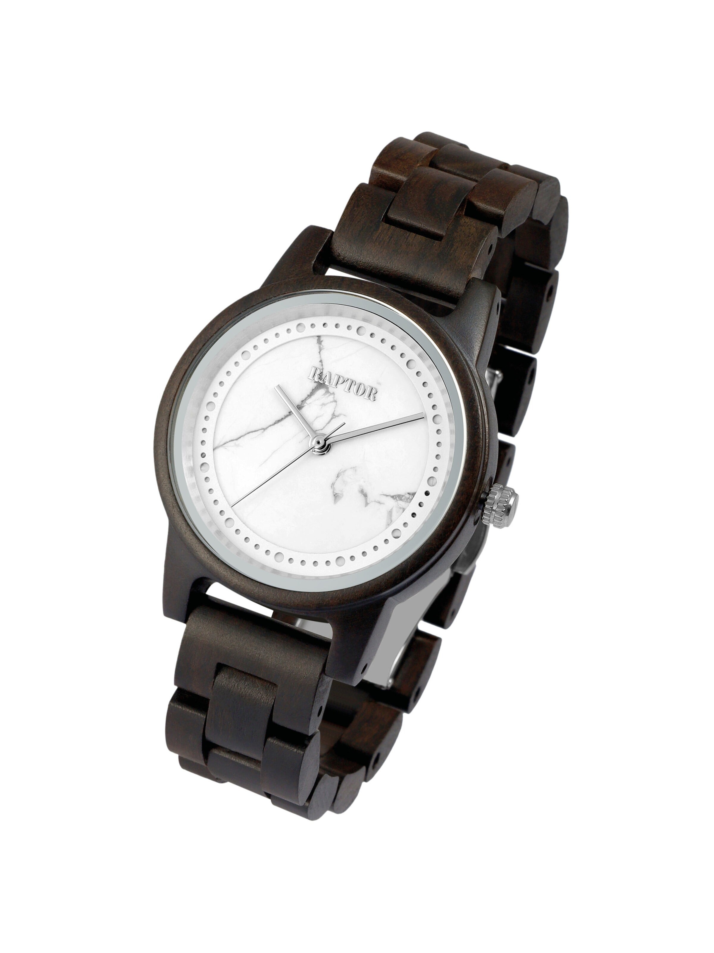 Raptor Analog Watch 'Rock Nature, silberfarbig, Mineralglas' in Brown: front