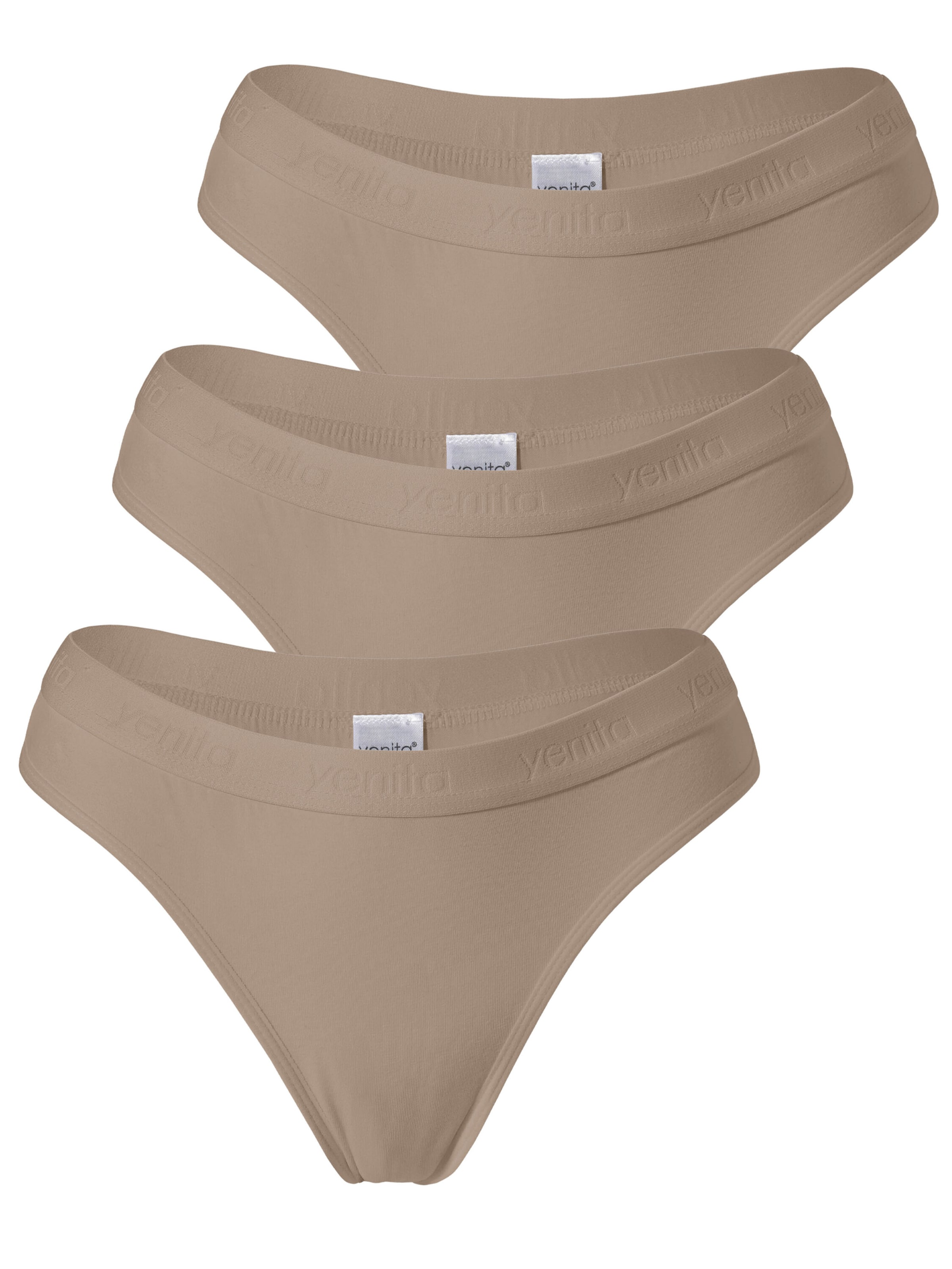 Yenita - Tanga ' Damen Tanga mit elastischem Logobund ' en beige: frente
