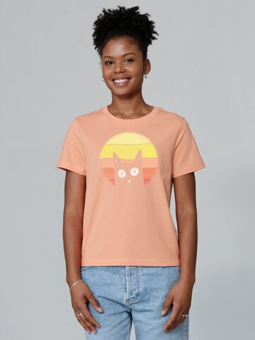 Maglietta 'Sunset Cat' di Watapparel in arancione: frontale