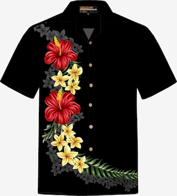 Hawaiihemdshop.deRegular Fit Košulja 'Hawaiihemd "Black Elegance"' - crna boja: prednji dio