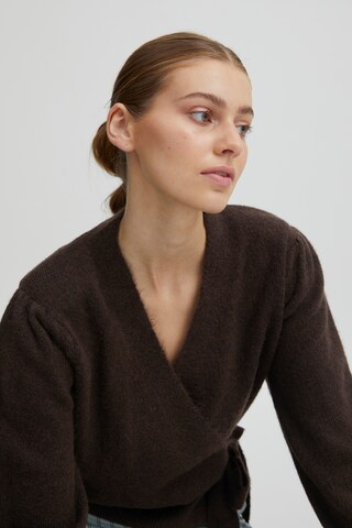ICHI Knit cardigan 'OLENE' in Brown