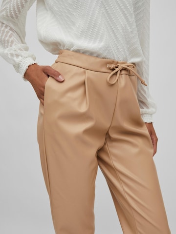 VILA Regular Pleat-Front Pants 'Nille' in Beige