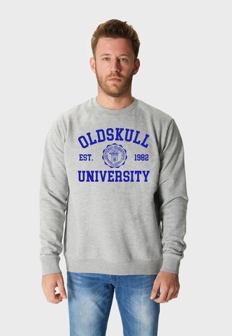 Oldskull Sweatshirt 'Retro University' in Grau: Vorderseite