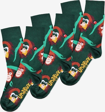 UNABUX Socks ' GRUMBLE IN THE JUNGLE ' in Green: front