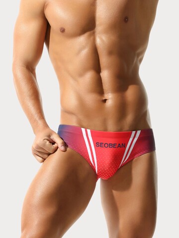 SEOBEAN Swim Trunks in Red: front