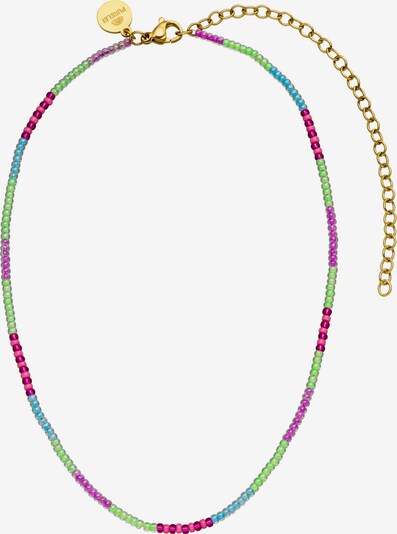 PURELEI Perlenkette 'Playful' in türkis / gold / grün / lila, Produktansicht