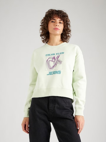 Calvin Klein Jeans Sweatshirt 'Relaxed' in Groen: voorkant
