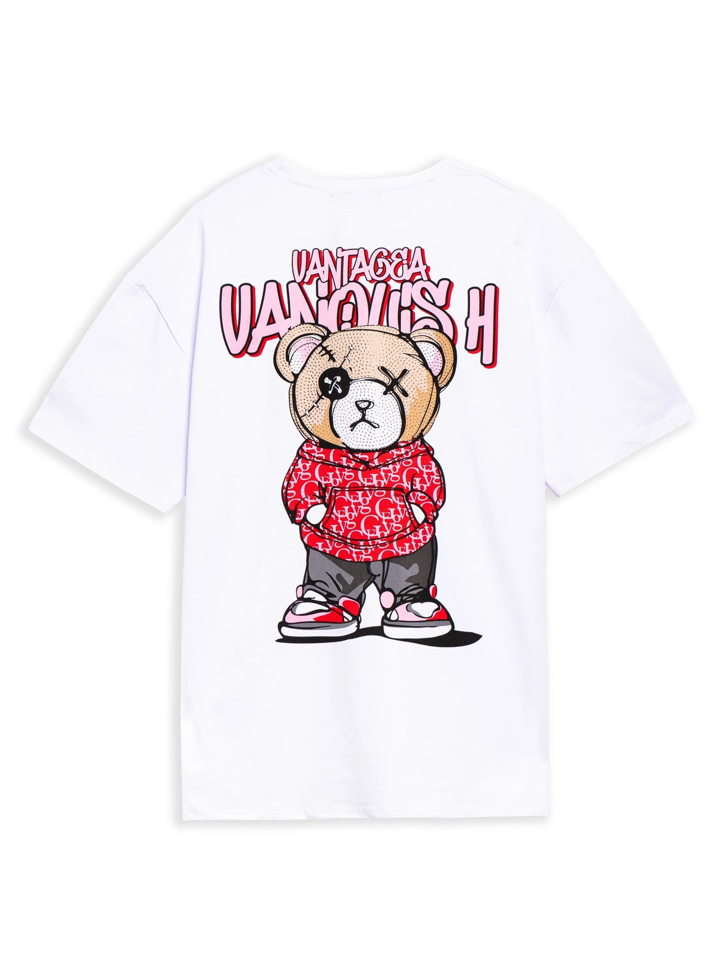 OVER STREET - Camiseta 'Camiseta area zero blanca/roja urban bear oversized tee' en rojo: frente
