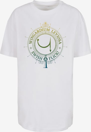 F4NT4STIC T-shirt ''Harry Potter Wingardium Leviosa Spells Charms' en jaune d'or / pétrole / vert foncé / blanc, Vue avec produit