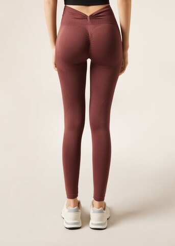 CALZEDONIA Skinny Leggings 'Double Scrunch' in Brown